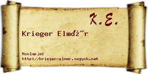 Krieger Elmár névjegykártya
